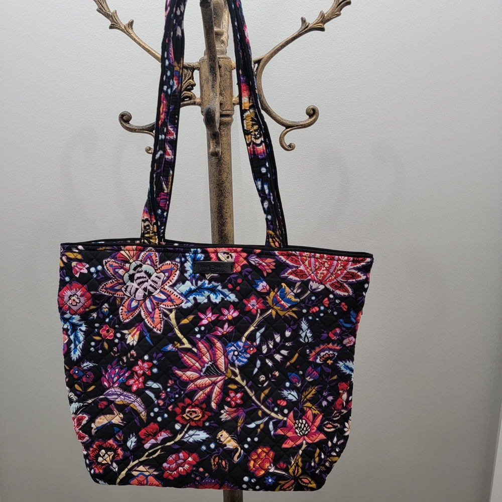 Vera Bradley Black Floral Quilted Tote - Picture 7 of 10